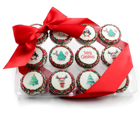Crystal Clear Christmas Gift Box of 12 Oreos with Holiday Graphics