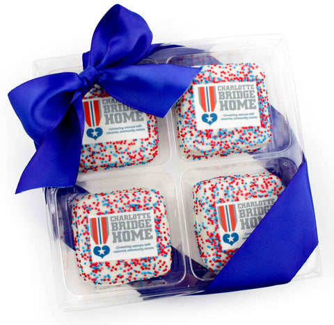 Gift Box of 8 - Chocolate Covered Logo/Photo Sugar Cookies - Cookie HQ