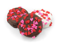 Box of 9 Heart Sprinkled Chocolate Dipped Oreos with V-day Icing decals