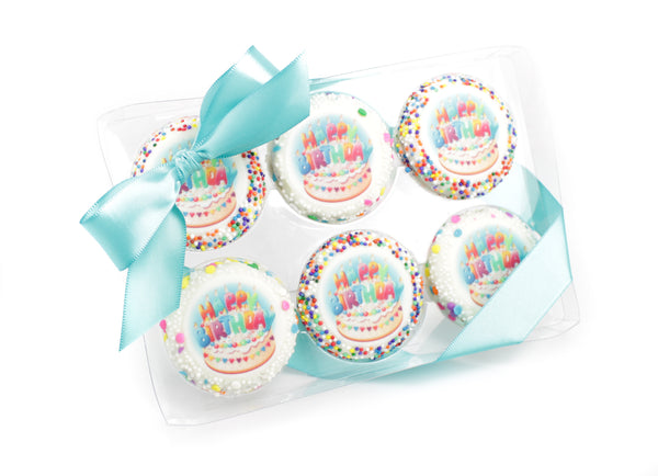 6pc Clear Gift Box of Chocolate Birthday Oreos