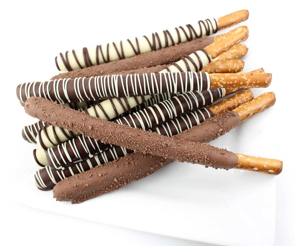 Classic Chocolate and Caramel Pretzel Wands - 12 pcs - Cookie HQ