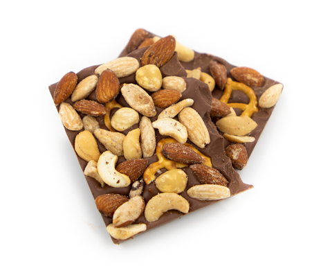 Chocolate Bark Bars with Mixed Nuts & Pretzels