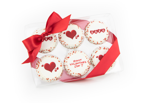 Clear Box of 6 Romantic Chocolate Dipped Oreos