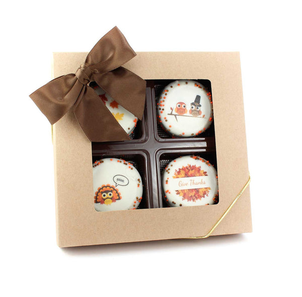 Gift Box of 4 Thanksgiving Chocolate Covered Oreos -  3 pcs - Cookie HQ