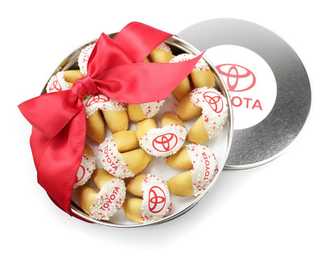 Logo Gift Tin of 28 Traditional Fortune Cookies - Cookie HQ